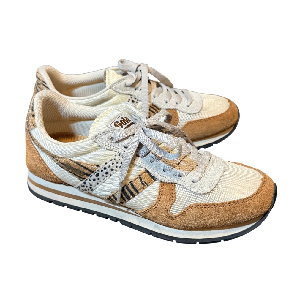 Gola Classics Women's Daytona Safari Animal Print Suede Mesh Sneakers, Tan, 8